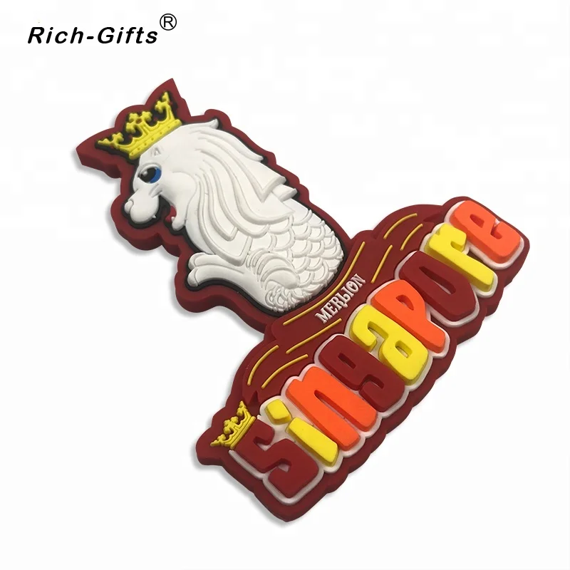 Personalized Merlion Rubber Souvenir Magnets for Singapore, Customized