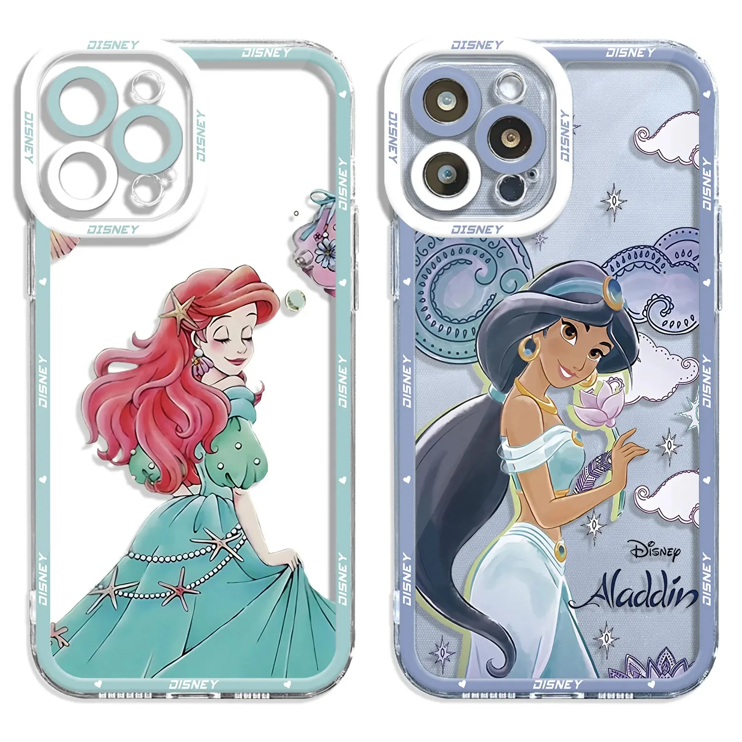 Disney Princess Beautiful Cartoon Phone Case For iPhone 15 14 13 12 11 Pro Max X XS Max XR 7 8 Plus Shockproof Transparent Cover