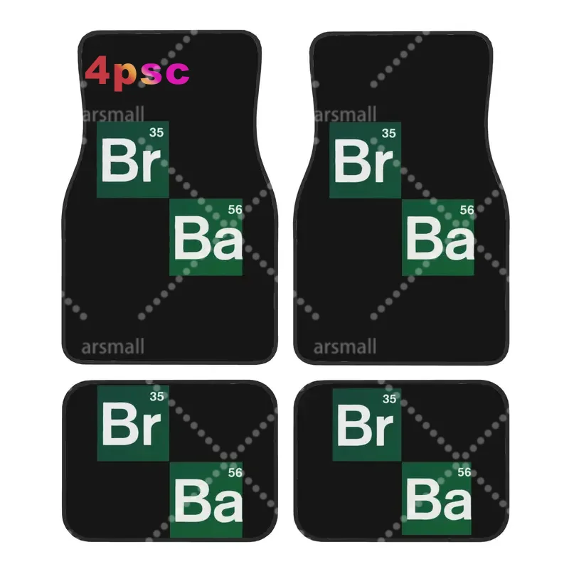 Breaking Elements Bad 4PCS Crystal Velvet Car Floor Mats Set Universal Front Rear Foot Mats Heisenberg Show Car Protection Mat