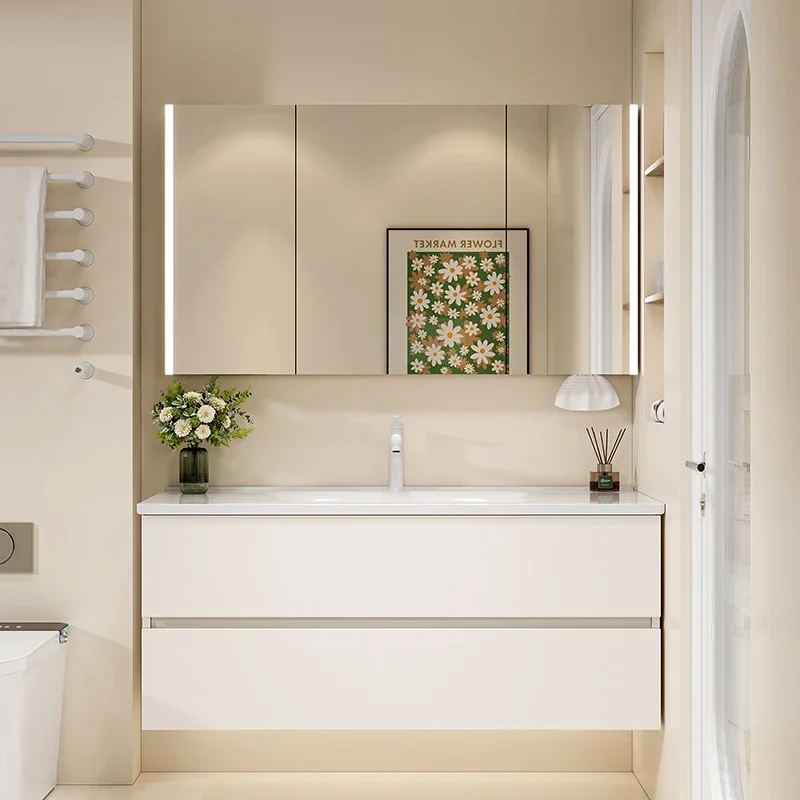 Sink Luxury Cupboard Desgin Space Saver Vanity Narrow Quality Bathroom Cabinet Drawers White Modern Archivadores Salon Furniture