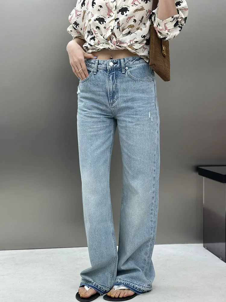 

Джинсы Bodhl Faion с высокой талией и широкими штанинами, женские, весна-осень, новые, повседневные, удобные, свободного кроя, без стрейча, из денима