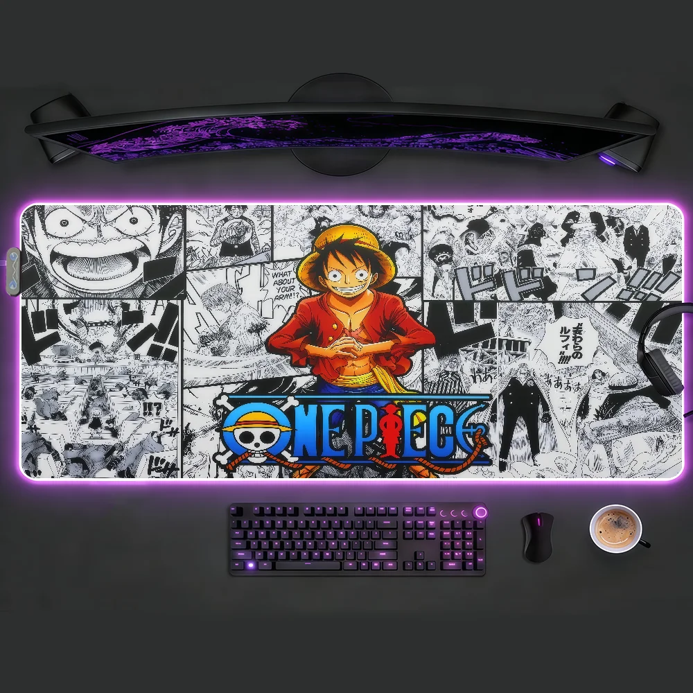 Comic O-One P-Piece  Mouse Pad RGB LED Light Colorful Game Keyboard Non-slip Cover Desk-mat Surface Waterproof