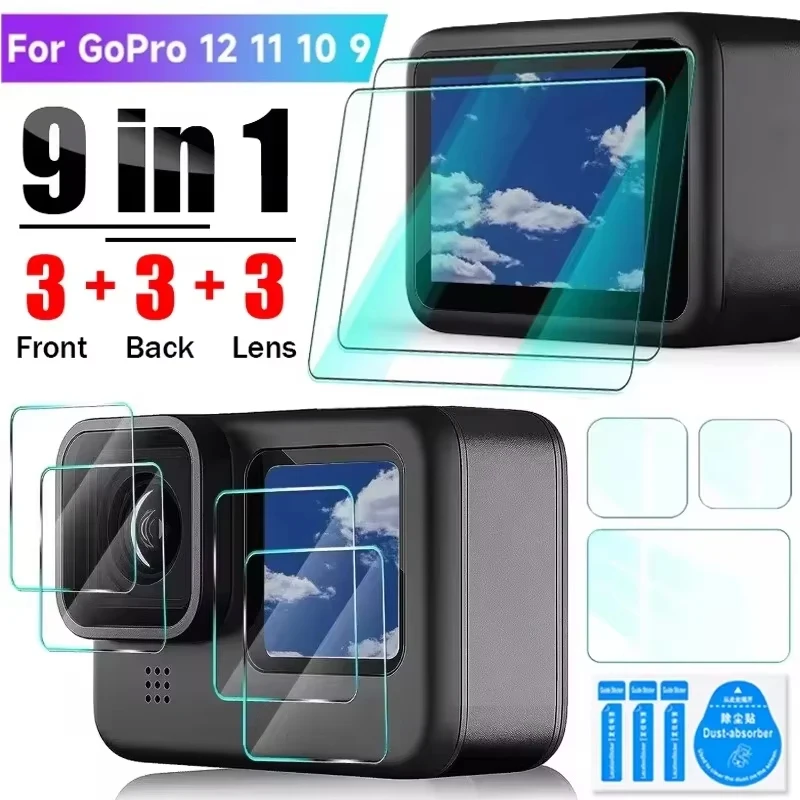 

Tempered Glass Screen Protector for GoPro Hero 12 11 10 9 Black Camera Lens Anti-scratch Protective Film Front Back Screen Glass