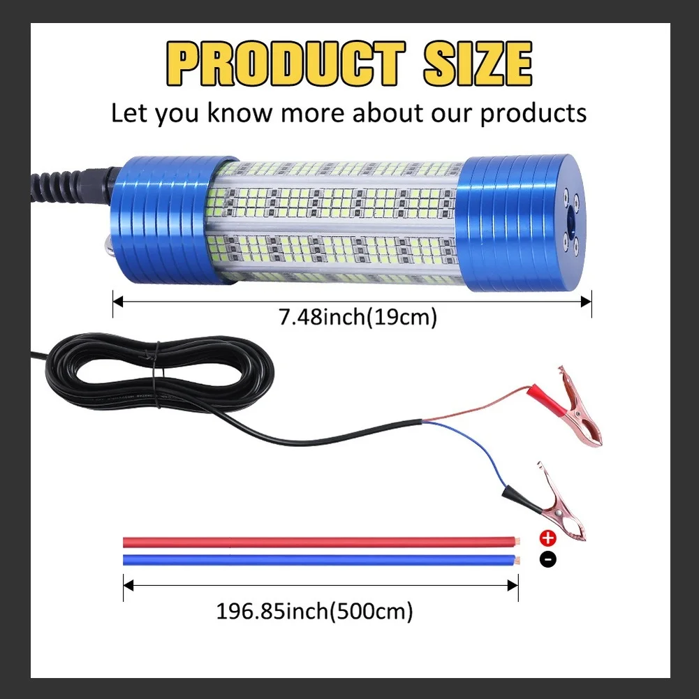 Marine Led Lamp Underwater Fishing Light Green 150w High Power Output Ip68 Waterproof Rating 12v Dc Voltage Input