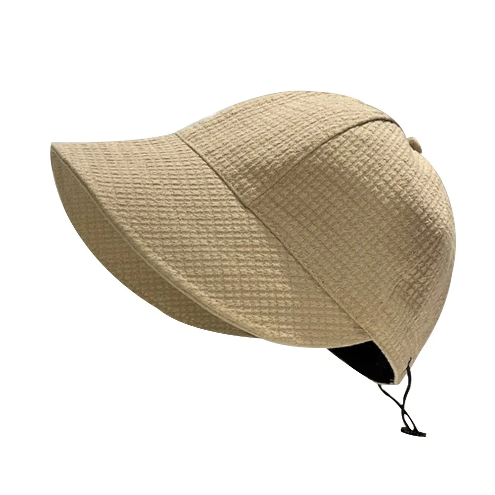 

Fashion Solid Color Waffle Bucket Hat Sunscreen Summer Sun Hat Fisherman Hat Korean Style Hiking Cap Canvas Basin Hat Fishing