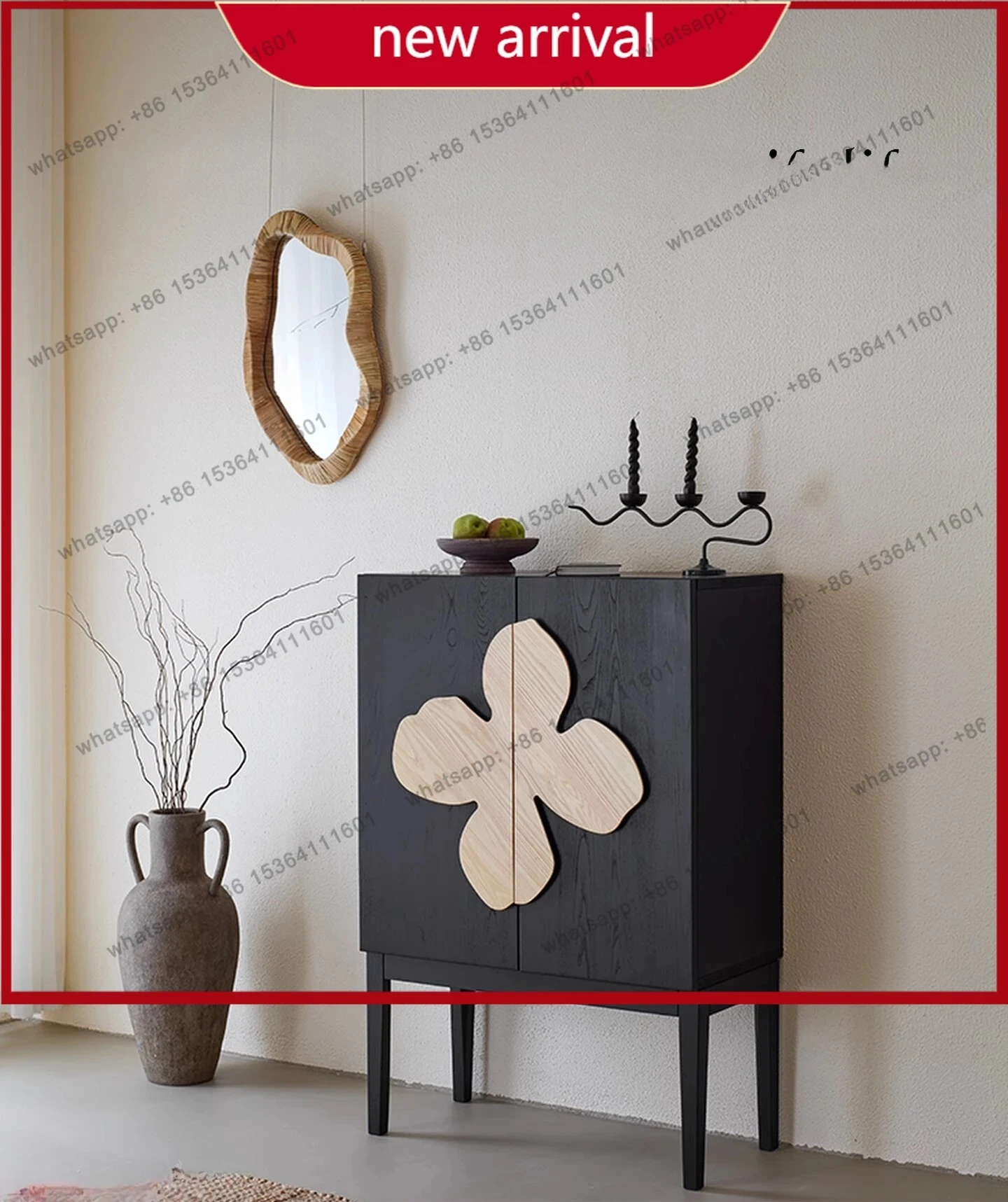 

Light sandalwood medium ancient style retro solid wood dining side cabinet, living room storage cabinet, entrance cabinet