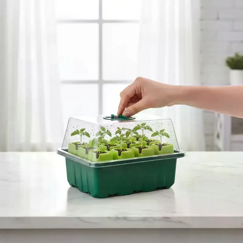 1Set Seed Starter Tray Mini Greenhouse Germination Kit Humidity Dome Seedling Growing Base Propagation