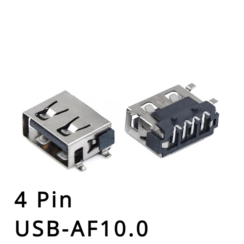 

10Pcs/Lot Type A Female USB 2.0 Short body 4 Pin 2 Foot 90 Insert direct Data Charge Plug Socket Jack Connector Wire