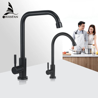 Frosted black 304 stainless steel single cold faucet balcony basin faucet sink kitchen sink can rotate