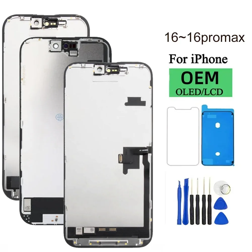 iphone-16-pro-16-plus用lcdディスプレイタッチスクリーンデジタイザーアセンブリ、iphone-16-16-pro-max-16e用lcdスクリーン交換部品