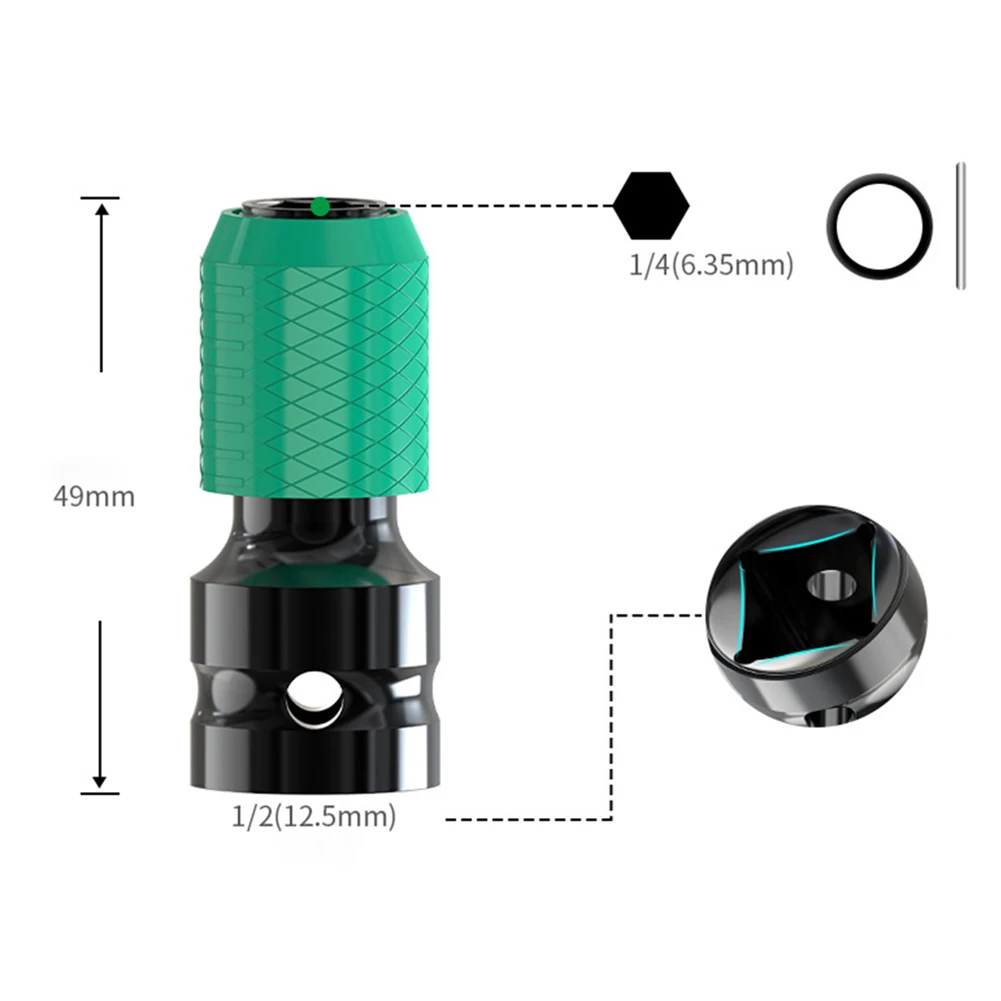 

1/5 шт. 1/2 дюйма квадратный привод до 1/4 дюйма шестигранная головка адаптер конвертер патрон адаптер для электрических пневматических ключей