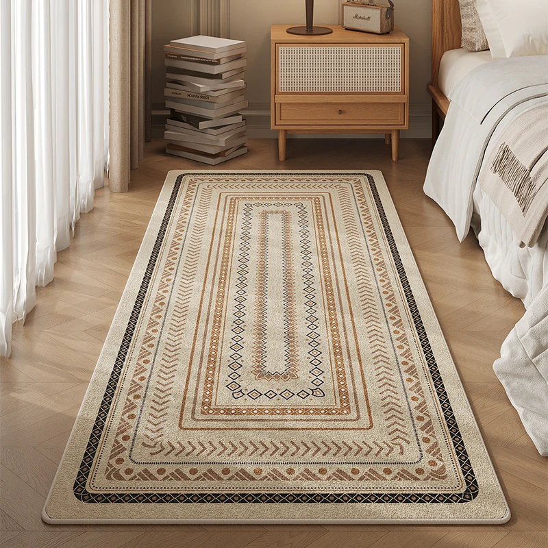 VIKAMA Ethnic Style Bedroom Bedside Rug American Bed Front Long Floor Mat Living Room Mat Room Non-Slip Bed End Foot Mat