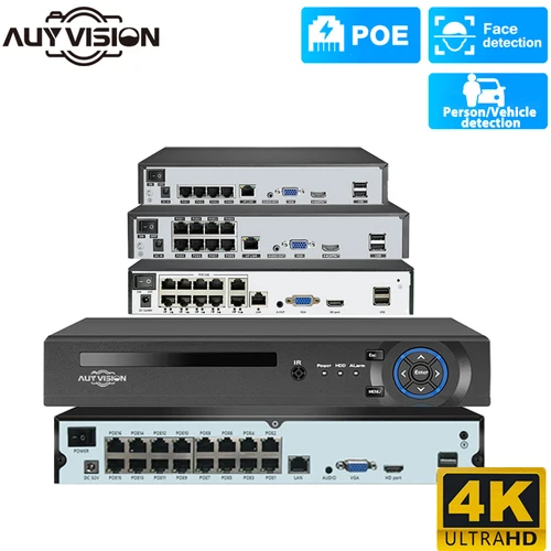 Imagen 1 del producto XMEYE 4K 8MP Ultra HD POE NVR 4 y 8, 10 y 16 canales grabador de vídeo en red Onvif H.265 + cámara de vigilancia IP sistema de seguridad CCTV