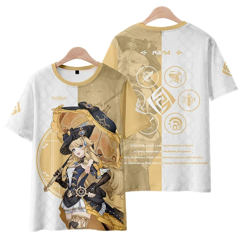 ゲーム原神インパクト 3D プリント tシャツ男性服かわいいグリルナヴィアグラフィック tシャツ原宿ファッション女性 tシャツ少年 tシャツトップス