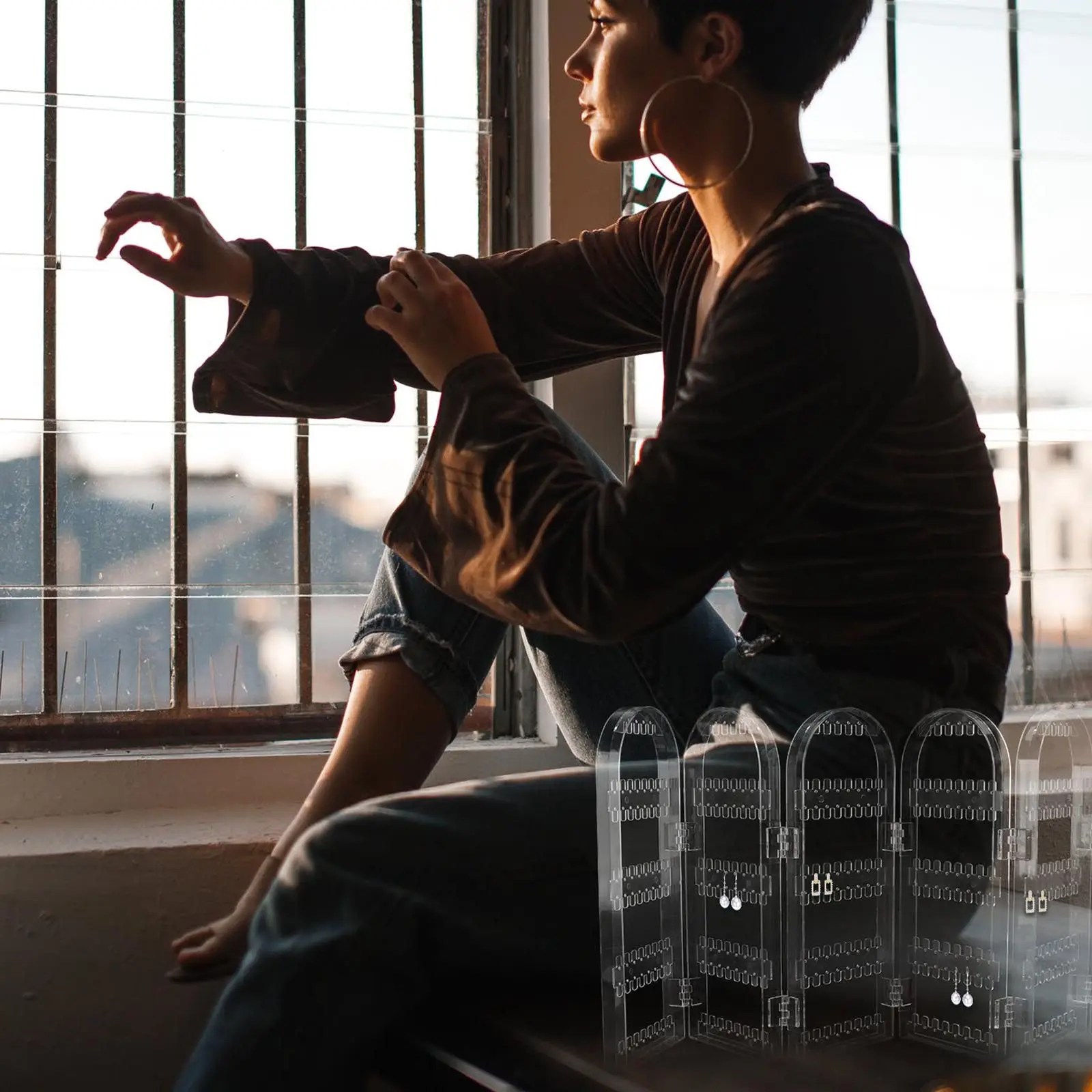 

1Pcs Jewelry Holder Foldable Necklace Earrings Display Rack Transparent Multi-Layer Organizer Large Capacity Jewelry Storage