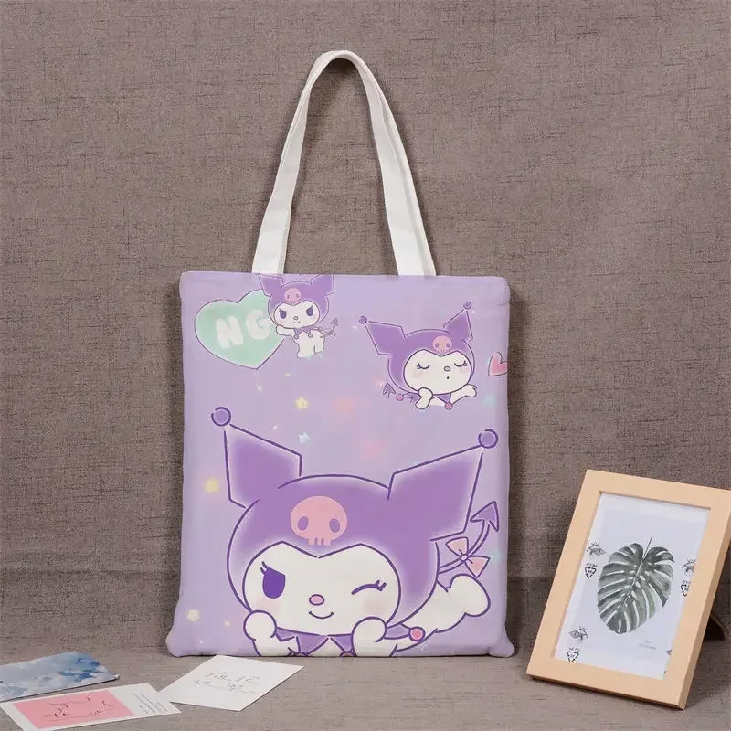 Sanrio Hello Kitty Handbag Cute Anime Cartoon Kuromi Cinnamoroll Fashion Canvas Shoulder Bag Kawaii Schoolbag Girls Holiday Gift