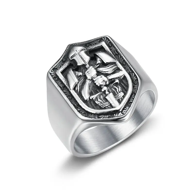 Hip Hop Bling Iced Out Stainless Steel Knights Templar Rings for Men Rapper Jewelry Drop Shipping