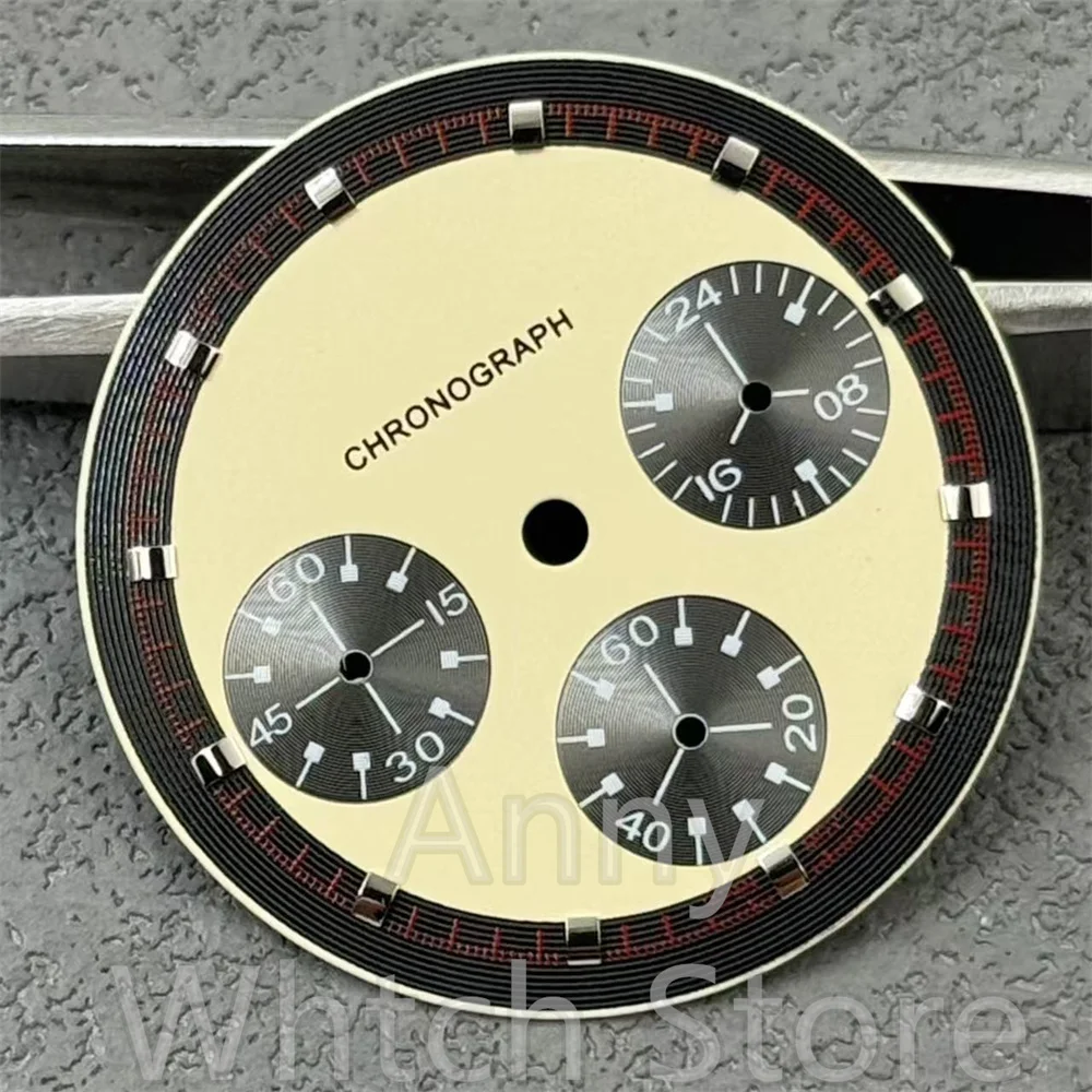 30mm Quartz Multi-Functional Dial, 6-Hand Panda Eye Sterile Dial, Compatible with VK63 Movement Watch Modification Accessories