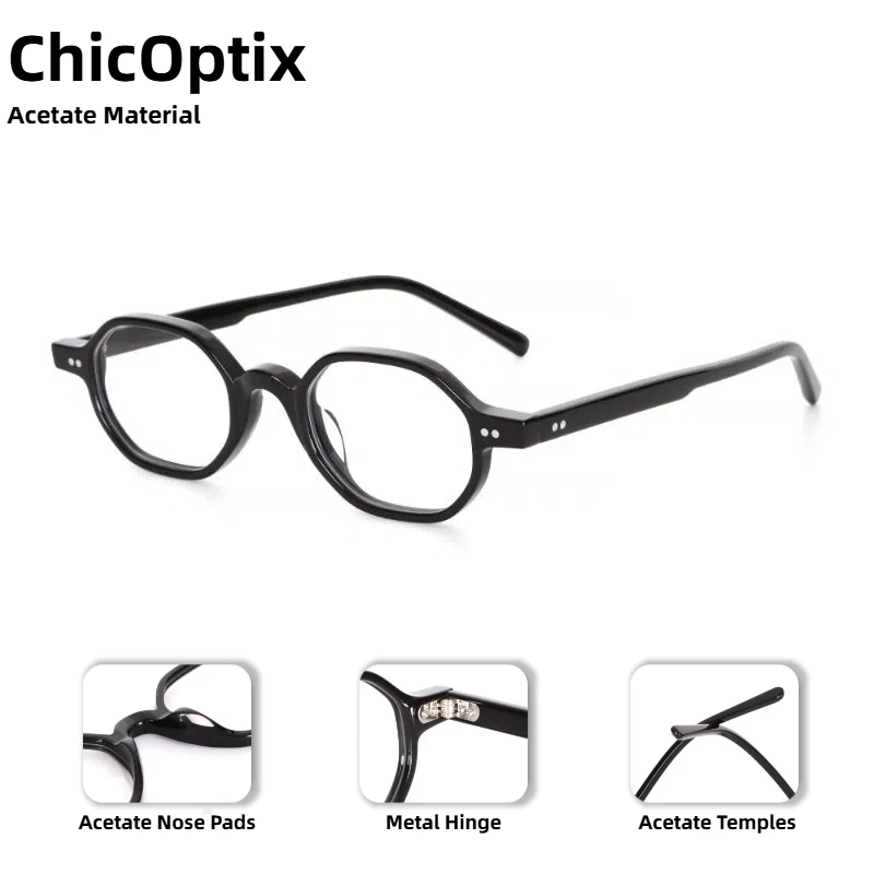 

Fashionable Retro Luxury Polygonal Design Small Frame Women's Optical Glasses Retro Brand Designer Frames, Acetate Fiber Glasses
