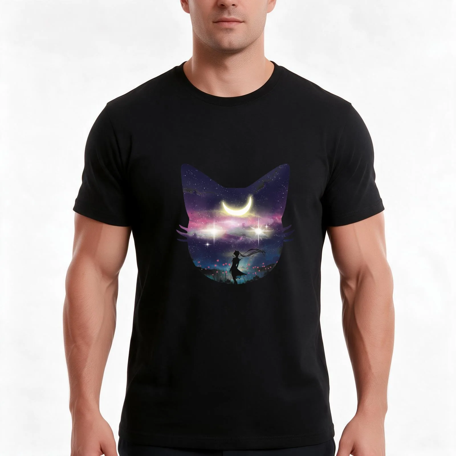 Moon Chaser T-Shirt, Summer Casual Cotton Tee, Oversized Streetwear Tops, Vintage Graphic Print, Loose Fit Short Sleeve