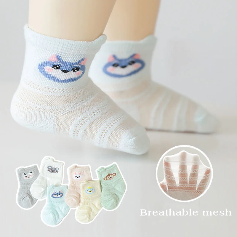 Summer Baby Mesh Socks Thin Breathable Toddler Cotton Sock Cute Cartoon Newborn Loose Mouth Ankle Sock 0-3year Children Footwear