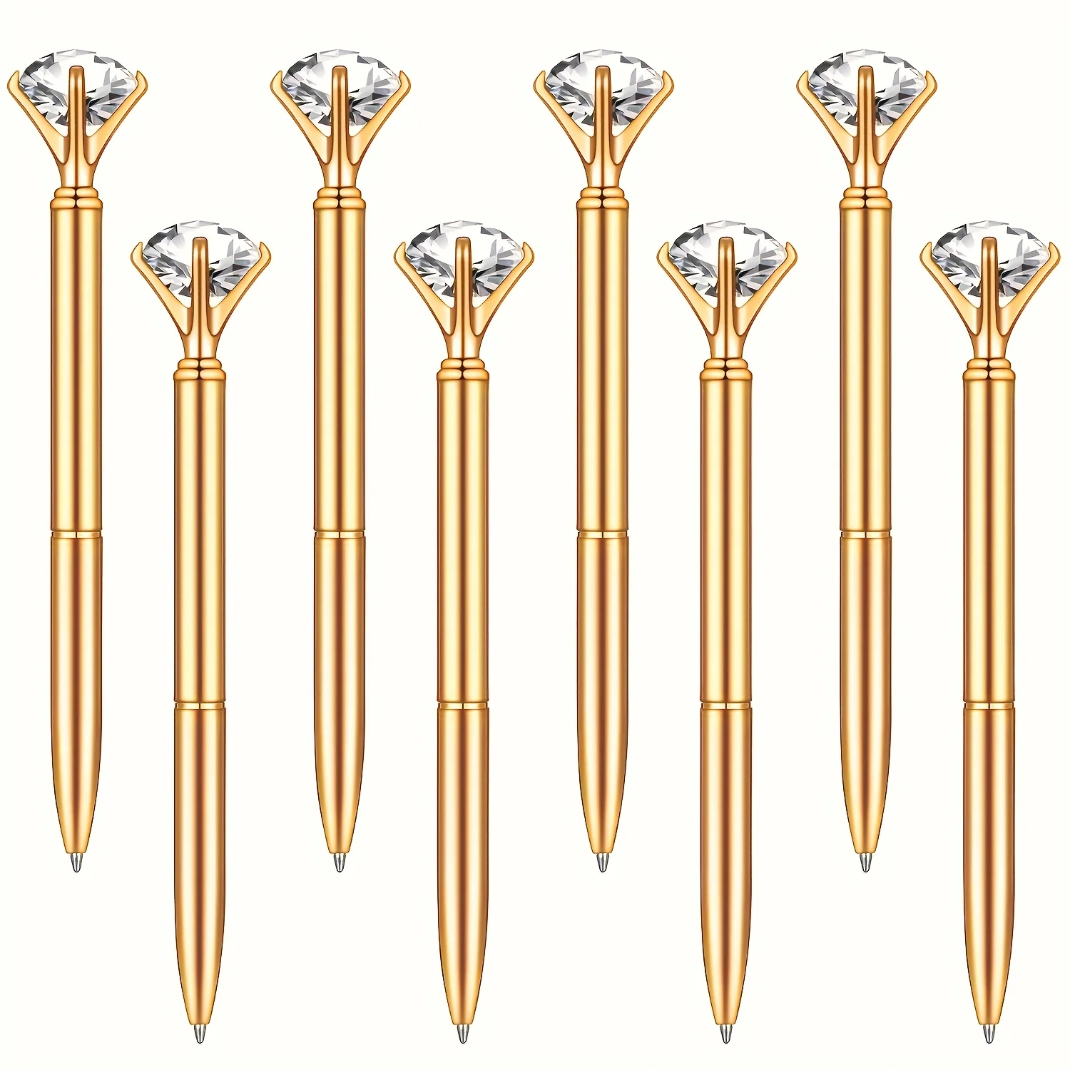 

8pcs Artificial Crystal Diamond Pens, Shiny Metal Pens, Ballpoint Pens, Office Supplies, School Supplies, Gift Pens