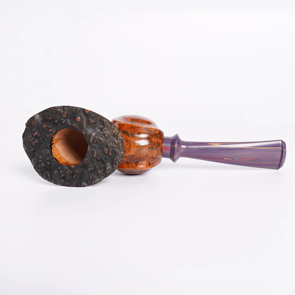 MUXIANG handmade briar tobacco pipe vulcanized rubber mouthpiece horn conch pipe wood root tube 3mm pipe channel father's gift