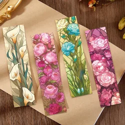 30Pcs Glass Floral Stained Bookmarks Reading Pages Books Tagged Students Stationary Supplies DIY Creative Aesthetic Bookmark