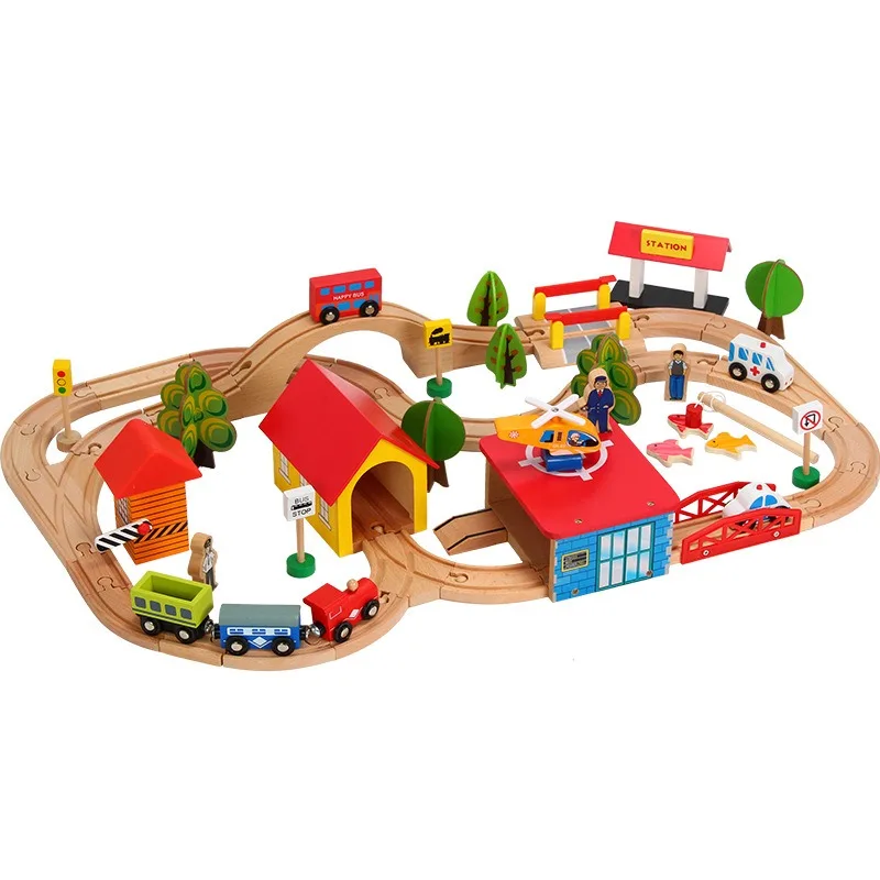 Giocattoli da pesca Bambini Treno ferroviario Giocattoli Set Treno magnetico Diecast Slot Toy T-homas Track Pista in legno Treno Ferrovia pianura aeroporto