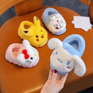 Beautiful Pikachu luxury cotton slippers, cartoon, anime peripheral, Christmas lid, fall, winter peripheral flip flops 8 Main Sales Pantufa Pokemon - №6