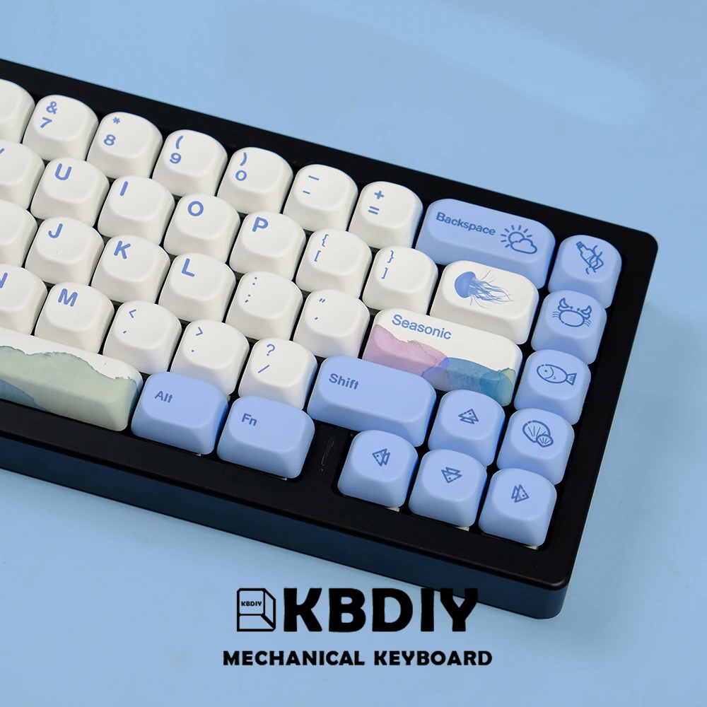 KBDiy KOA Profile Keycaps PBT Ocean Whale Russian Japanese Keycap Custom for Mechanical Keyboard ISO 135 Key Caps for MX GMK67