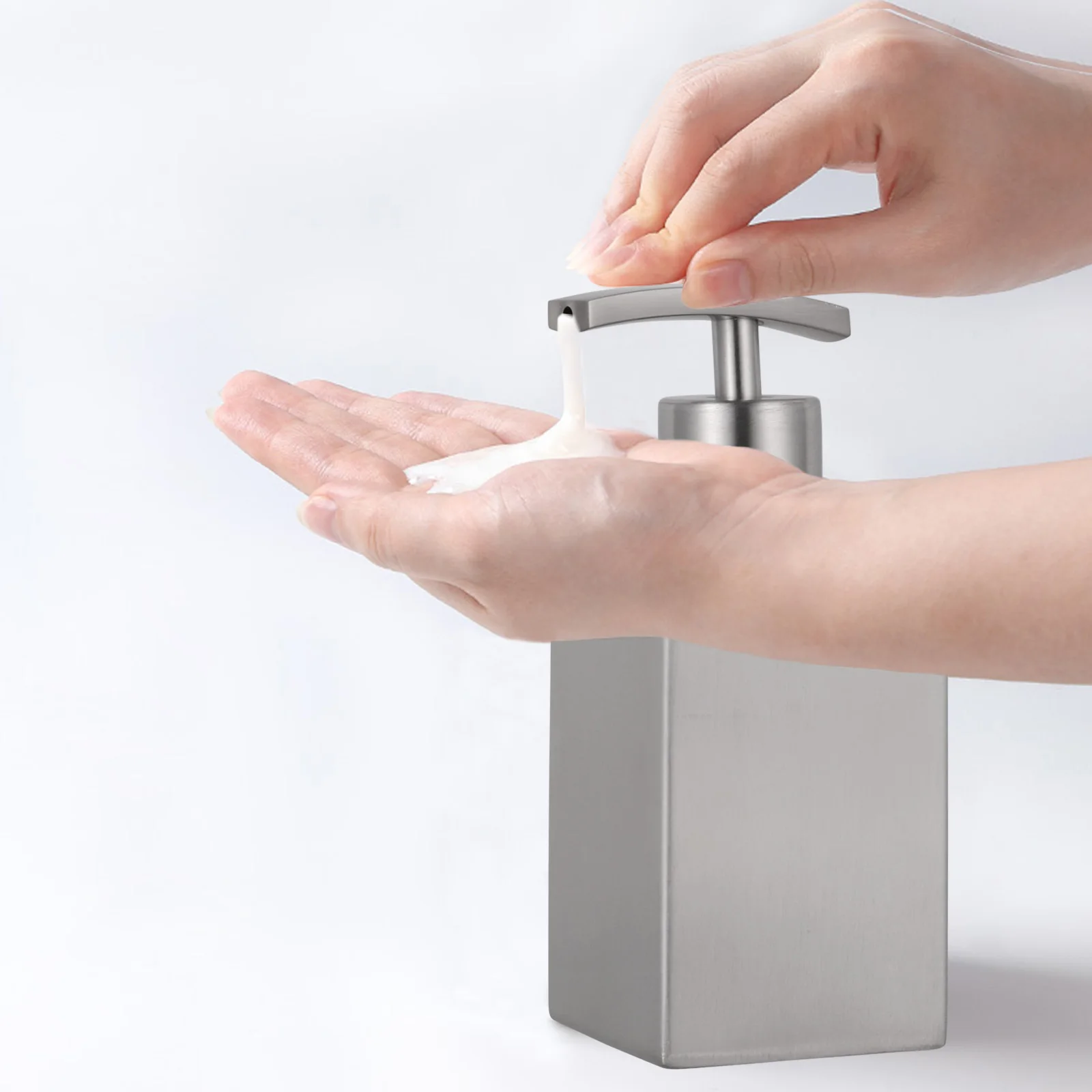 

Stainless Steel Soap Dispenser 358ml Large Mouth Refillable Hand Lotion Shampoo Bath Liquid Pump Container Easy Clean