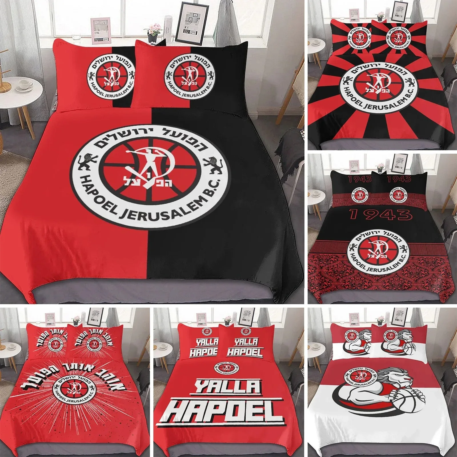 

3D Printed Hapoel Jerusalem Bc Bedding Set Pillowcase Duvet Cover Double Twin Full Queen King Adult Kids Bedclothes Quilt Cover