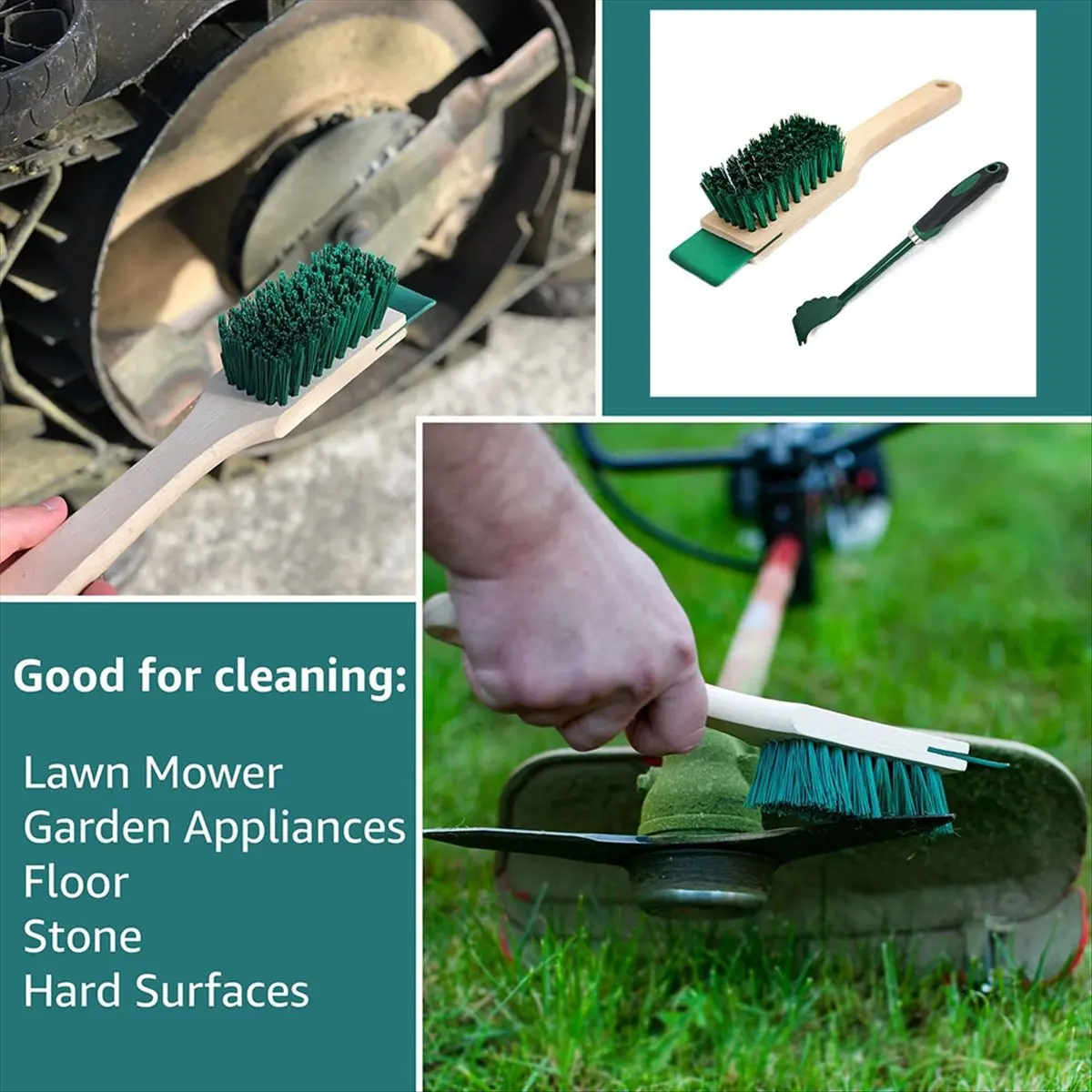 828 Mower Deck Scraper with Ergonomic,Long Handle Scraper and Stiff Bristle Brush,Cleaning Tool for Gardening