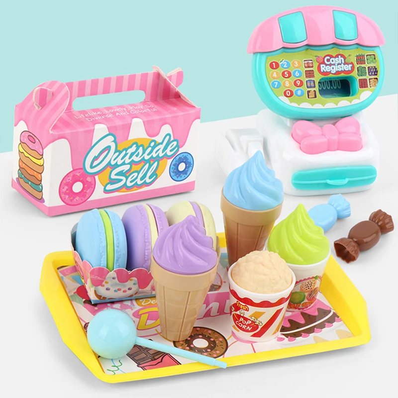 Simulation Cash Register Toy for Children Pretend Play Dessert Vegetable Fruit Kitchen Set Girls Puzzle Play House Toy Xmas Gift