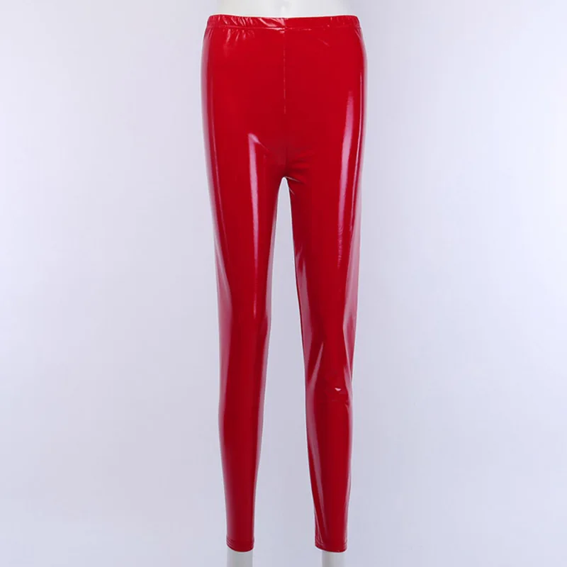 2025 Autumn New Bright Mirror Imitation Leather Thin Tight Elastic Lacquer PU Reflective Mirror Sexy Leather Pants Women's Wear