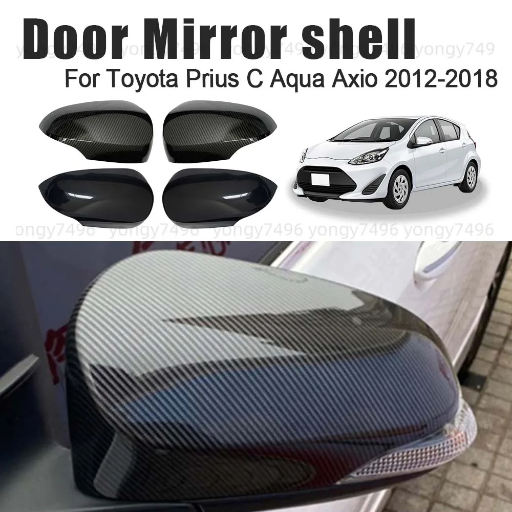 

Protective Cover Replace Carbon Fiber Black White Door Mirror Shell For Toyota Prius C Aqua Axio 2012-2018 Rearview Accessories