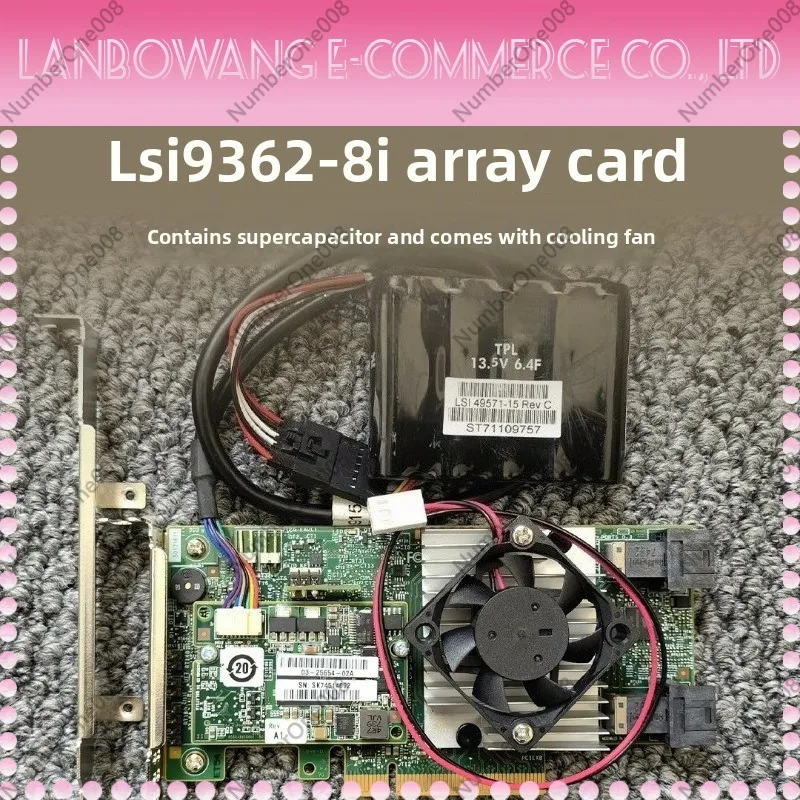 LSI 9362-8i RAID Controller Card 1GB Cache With BBU Super Capacitor Free With Sunon AVC Cooling Fan For Server