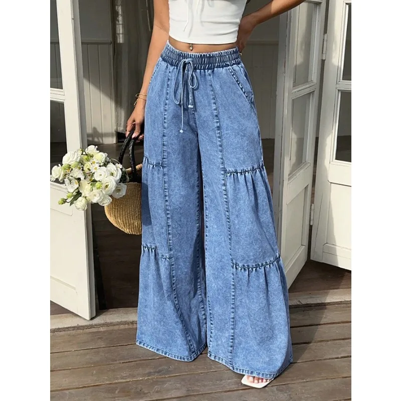 Womens New Arrival European American Style Denim Skort Trendy Casual Jean Skirt Shorts For Female Daily Outfit