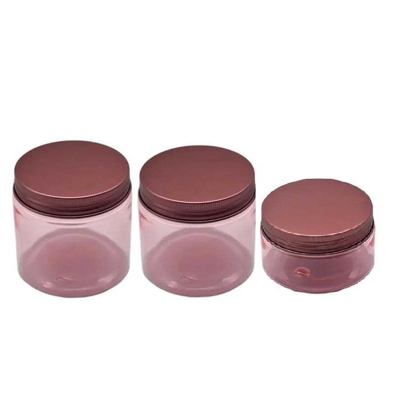 22Pcs Wide Mouth Bottle Cream Pots Bronze Lid Empty Makeup Container Clear Pink PET Plastic jars 100ml 120ml 150ml 200ml 250ml