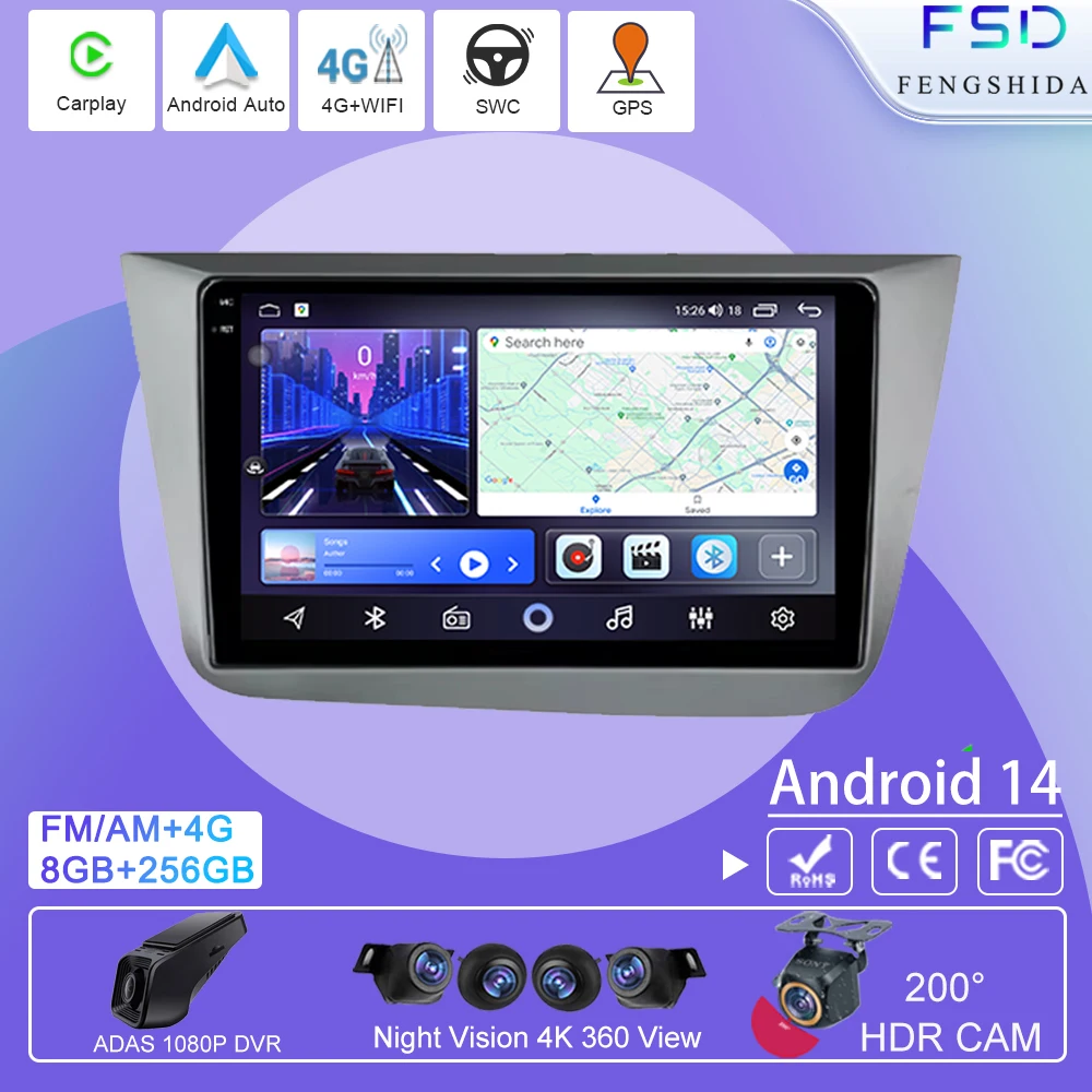 

Android Auto For Seat Altea XL Toledo 2004-2015 4G WIFI Car Radio Multimedia Video Player GPS Navigation Car Screen No 2din DVD