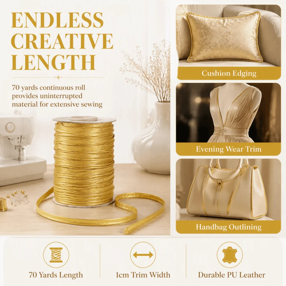 Practical 1cm Width Edging Braid 70yd Length Gold Color Sewing Trims Bias Tape Trims For Sewing