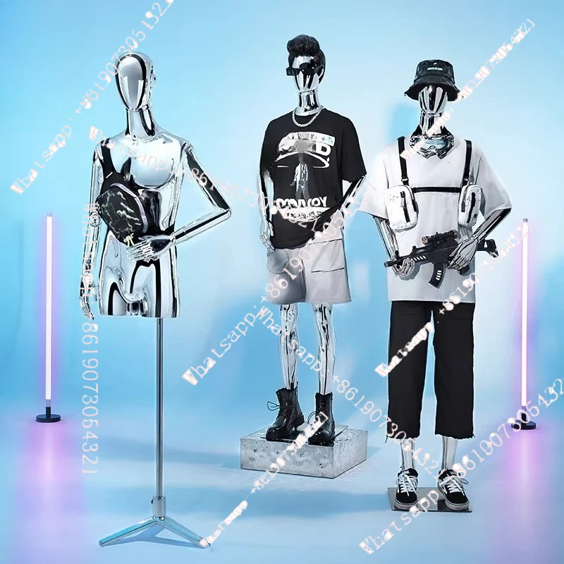 Men's clothing store high-end electroplating model half-body display rack full-body platform props window decoration male model