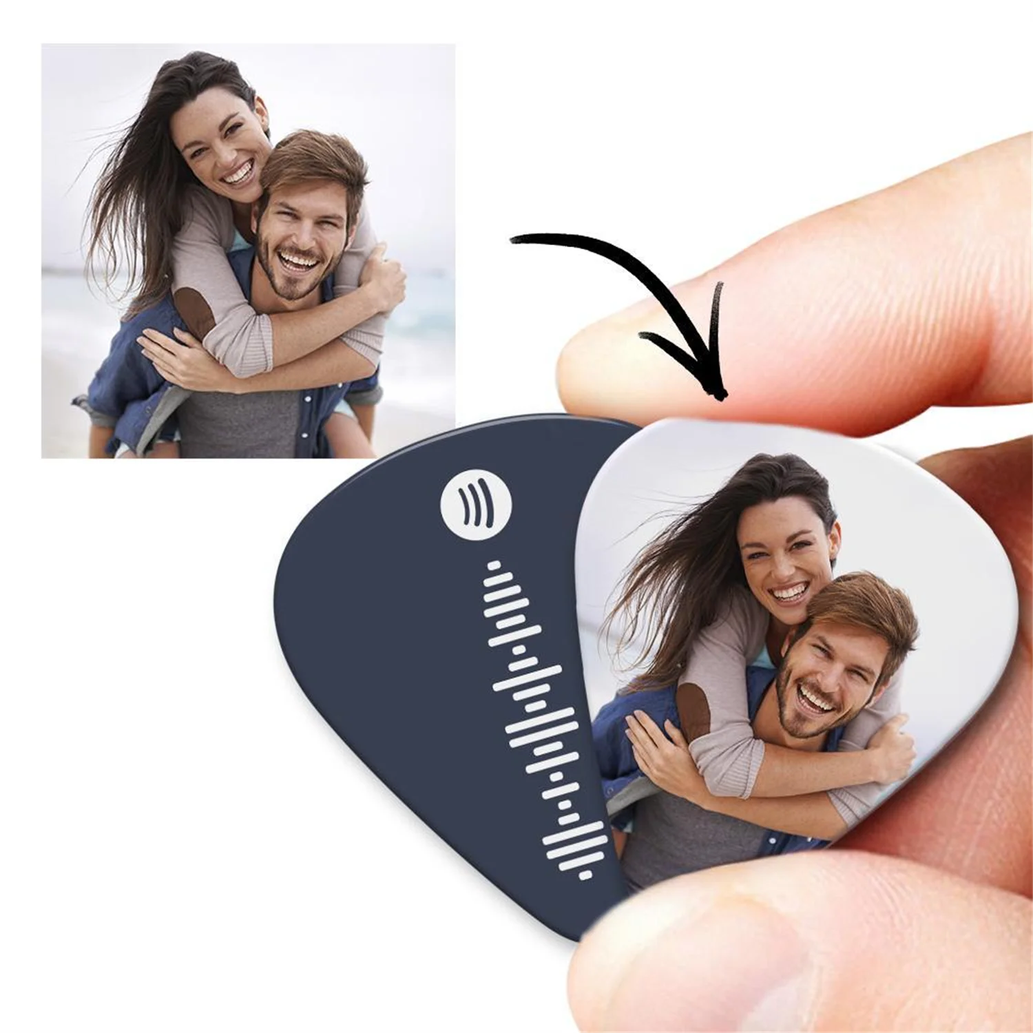 925 Silver Custom Spotify Code Guitar Pick Engraved Double-Sided Printed Photo Guitar Pick Gifts Christmas Gifts High Quality