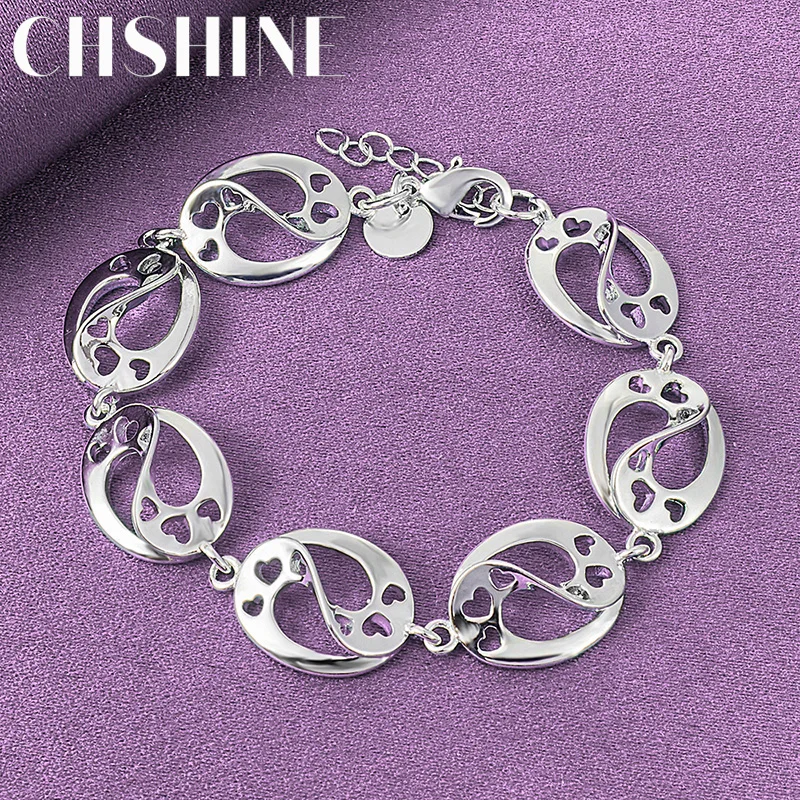 

CHSHINE Fine 925 Sterling Silver Charm Round Bracelet For Women Wedding Engagement Party Fashion Jewelry