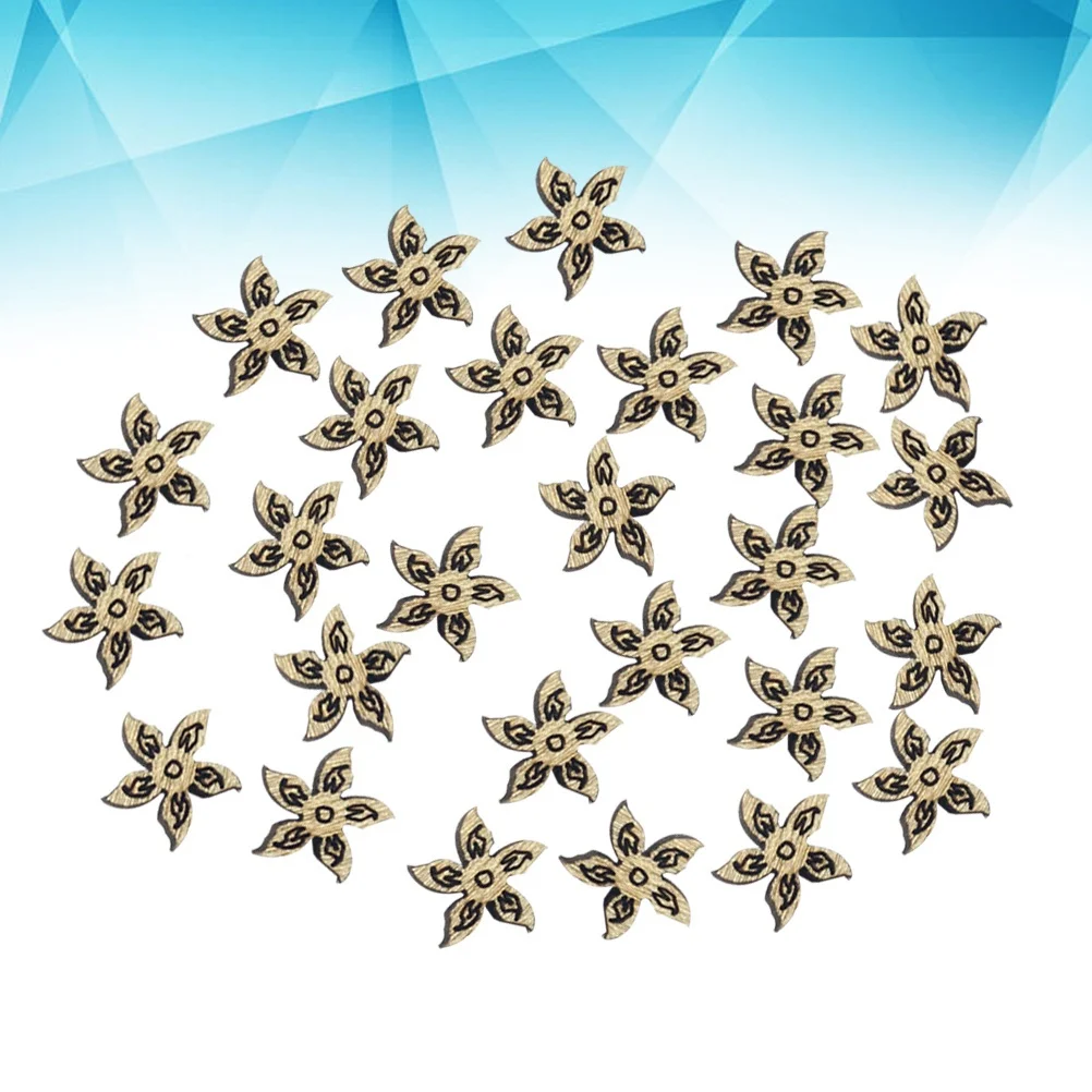 

100Pcs 12mm Wooden DIY Cut Flower Accessories Five-Petaled Crafts Handmade Clothes Decorative Creative Craft Supplies