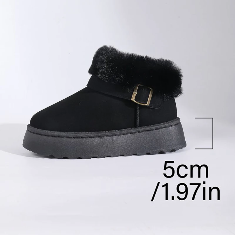 Casual Thick Bottom Women's Furry Snow Boots 2025 Winter Fluffy Fur Ankle Boots with Platform Classic Solid Shoes for Woman