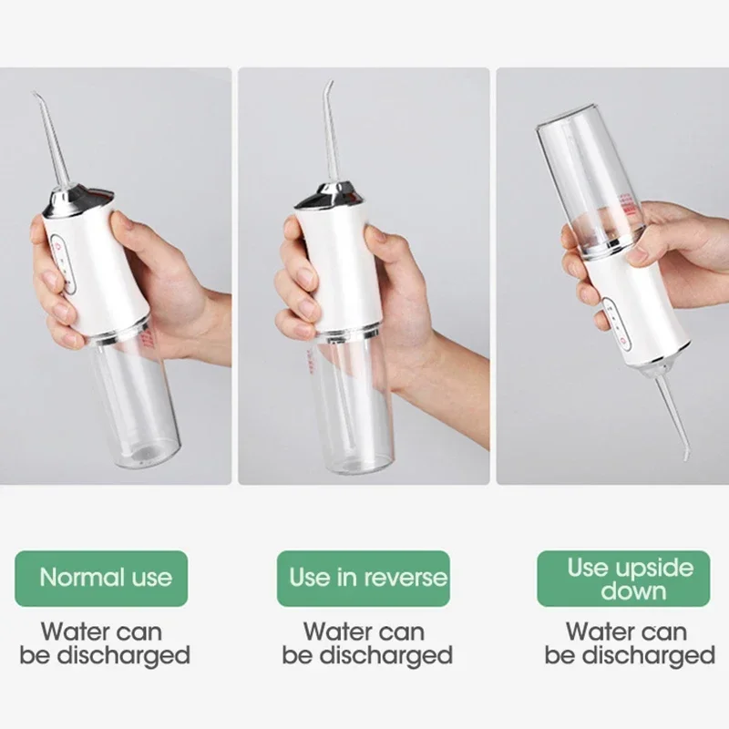 Oral Irrigator Portable Dental Water Flosser USB Rechargeable Water Jet Floss Tooth Pick 4 Jet Tip 220ml 3 Modes Teeth Cleaner
