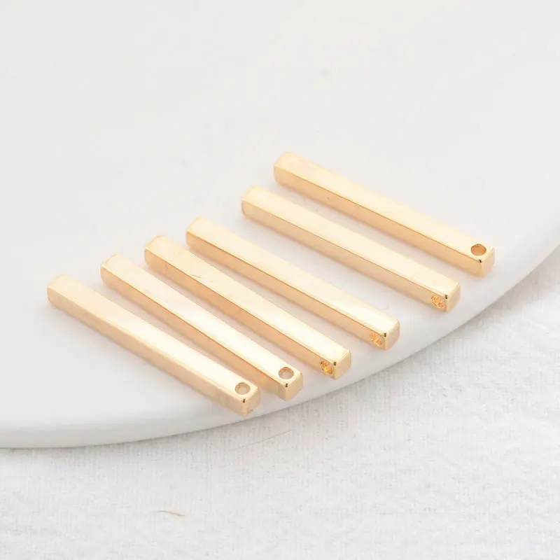 10PCS 3x33MM 14K Gold Color Brass Stick Charms Pendants Jewelry Making Supplies Diy Findings Accessories