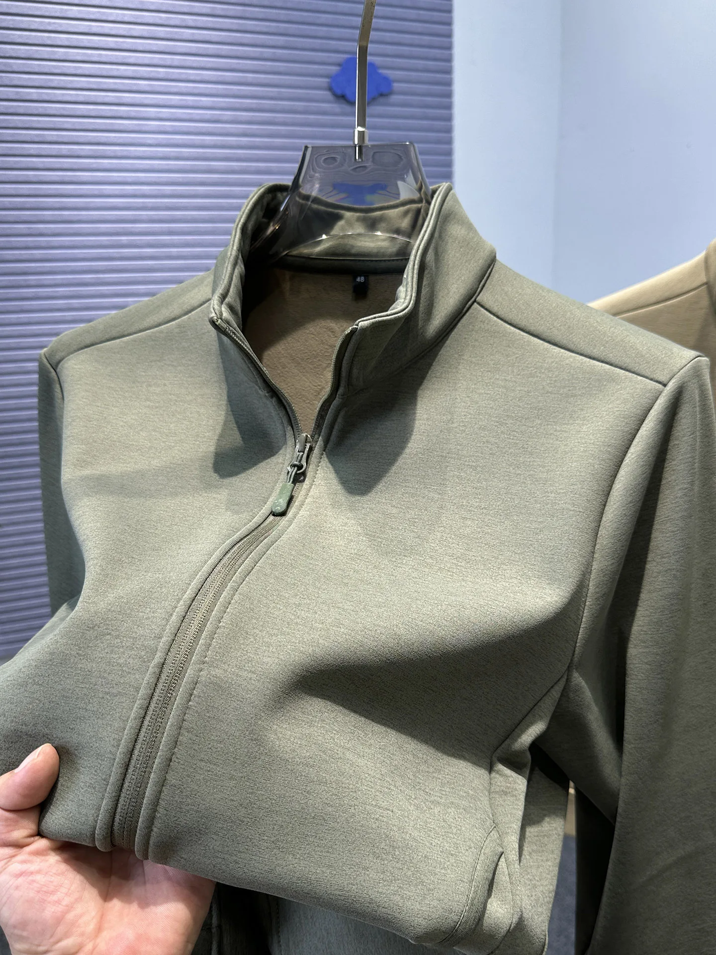 

Thiened Fce Hoodie Cardigan Men's Autumn Winter Spor Casual f High Collar Jaet Polyester Long Sve Zipper